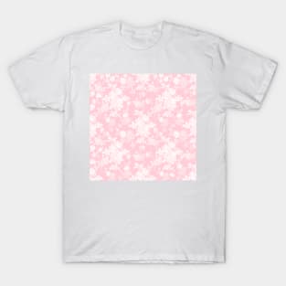 Romantic White Rose Floral Painting Pink Pattern T-Shirt